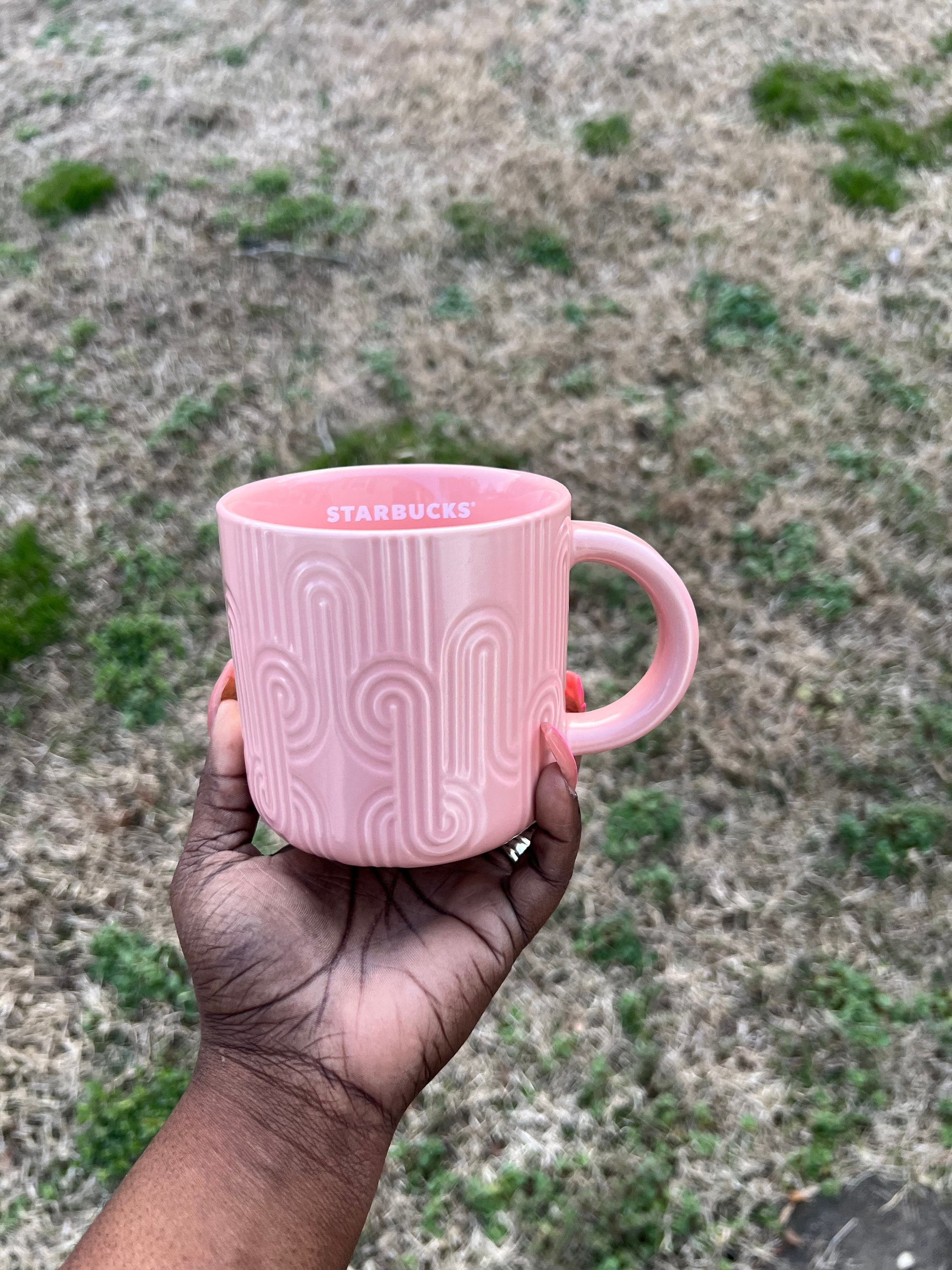 Starbucks Spring 2024 Curved Pastel Pink Ceramic Mug- 14oz