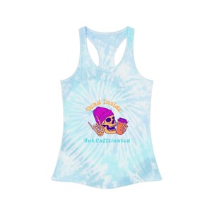 Chill Vibes Tie Dye Racerback Tank Top, Women&#39;s Summer Tank, Casual Wear, Beach Day Top, Festival Fashion, Gift for Her