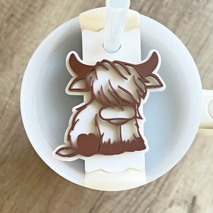Highland Cow Tumbler Topper: 3D Acrylic Stanley Cup Tag
