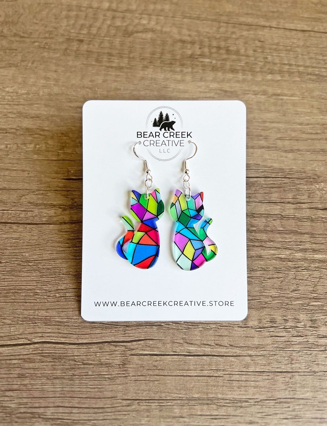 Acrylic Margarita Glass Cat Earrings - Kitten Dangle Earrings For Cat Lovers, Hawaiian Vacation Jewelry Gift