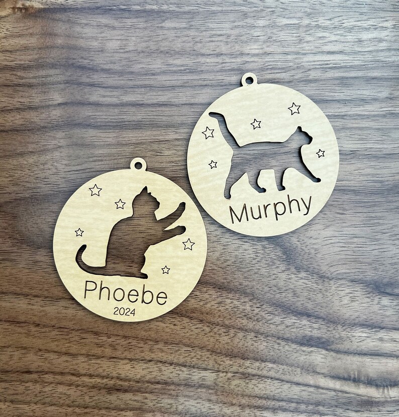 Cat Christmas Ornament 2024 Custom Name Ornament Cat Lover Gift Cute