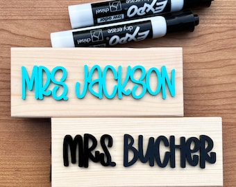 Borrador de pizarra blanca personalizado con marcadores, set de regalo para maestros para la vuelta al cole, borrador en seco con nombre, materiales escolares personalizados