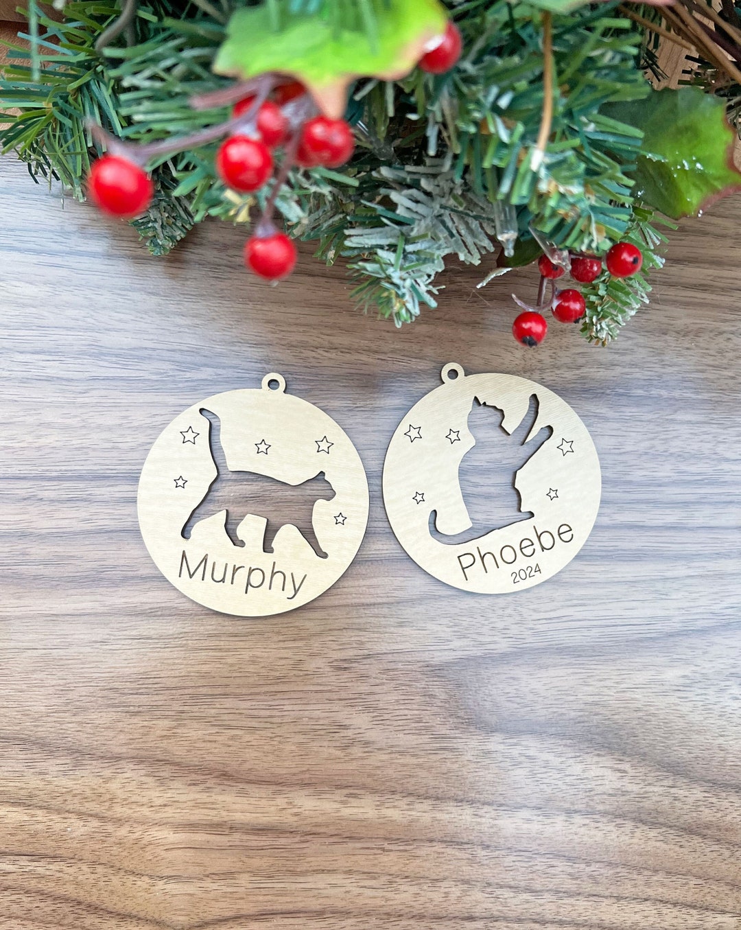 Personalized Cat Christmas Ornament – Custom Pet Name, Wood Keepsake - Etsy