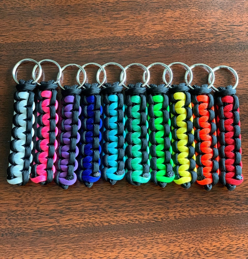 back to school two color key chain Paracord keychain paracord key fob backpack tag cobra knot paracord motorcycle key ring