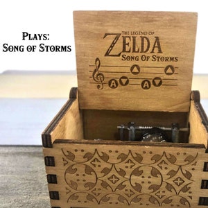 Legend of Zelda Song of Storms Music Box: Zelda Music Box Song of Storms  Ocarina of Time Legend of Zelda Gift Zelda Art Triforce 