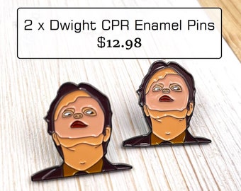 2 CPR Dwight Enamel Pins - Dwight Schrute - The Office Enamel Pin - Safety Day - Dwight Enamel Pin - The Office Gifts - Dunder Mifflin