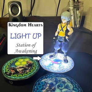 Kingdom Hearts LED Station of Awakening - Gamer Gifts - Night Lights - Kingdom Hearts 2 3 - Stained Glass - Roxas - Sora - Kairi - Ventus