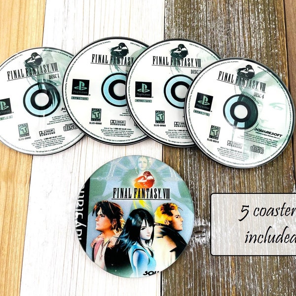 Final Fantasy 8 Game Coasters - game disc - Acrylic Coasters - Christmas - Gamer Gifts - FF7 - Squall - Final Fantasy VIII - Gamer Gifts