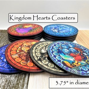 Kingdom Hearts Coasters  - Acrylic Coasters - Stained Glass - Gamer Gifts - Glass Coasters - Kingdom Hearts 2 3 - Station of awakening