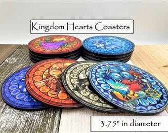 Kingdom Hearts Coasters  - Acrylic Coasters - Stained Glass - Gamer Gifts - Glass Coasters - Kingdom Hearts 2 3 - Station of awakening