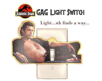 Jurassic Park Light Switch Cover - Gag Gift - Ian Malcolm - Life Finds a way - Funny light switch cover - funny gag gift - white elephant