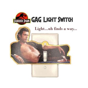 Jurassic Park Light Switch Cover Gag Gift Ian Malcolm Life Finds a way Funny light switch cover funny gag gift white elephant image 1