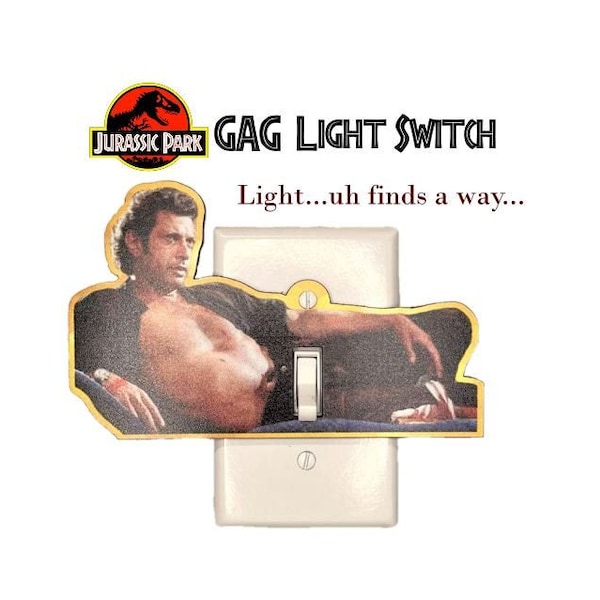 Jurassic Park Light Switch Cover - Gag Gift - Ian Malcolm - Life Finds a way - Funny light switch cover - funny gag gift - white elephant