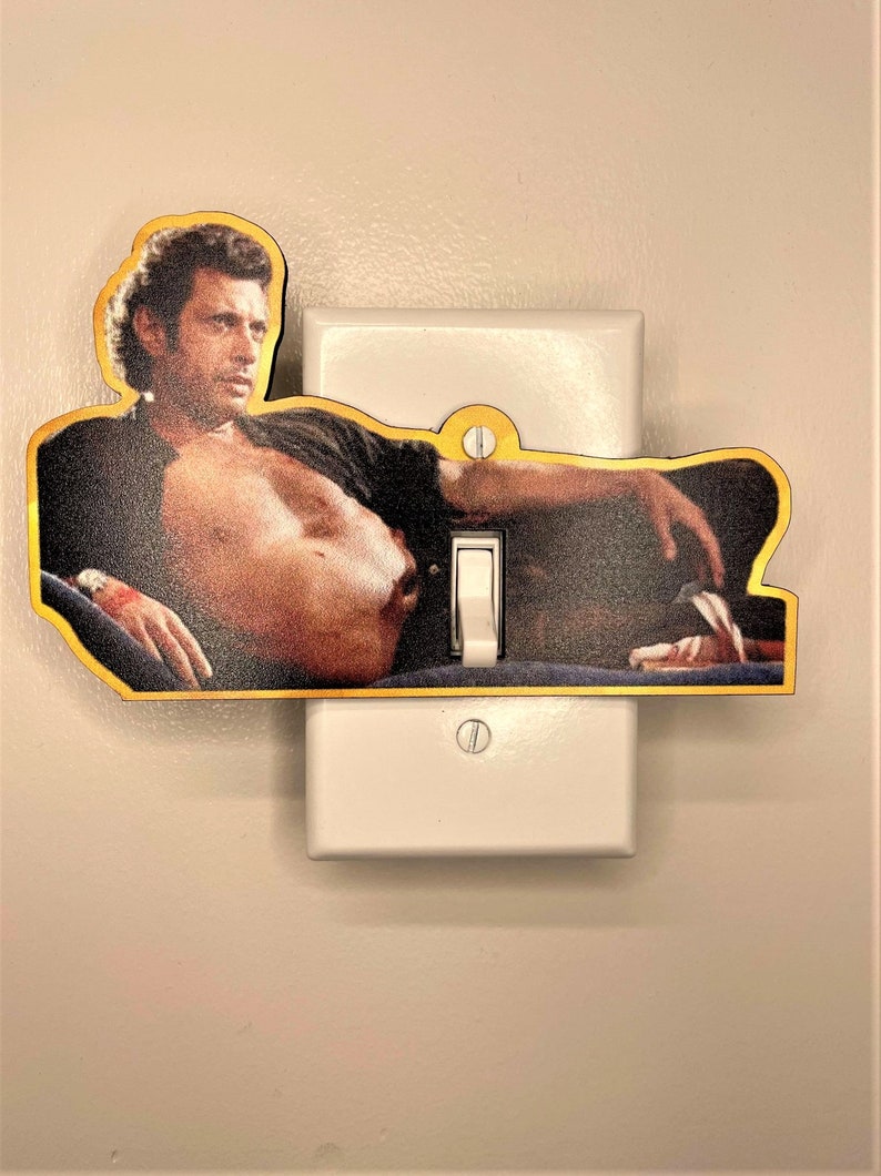 Jurassic Park Light Switch Cover Gag Gift Ian Malcolm Life Finds a way Funny light switch cover funny gag gift white elephant image 6