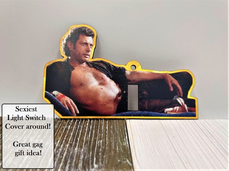 Jurassic Park Light Switch Cover Gag Gift Ian Malcolm Life Finds a way Funny light switch cover funny gag gift white elephant image 3