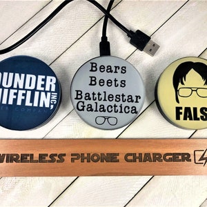 The Office Wireless Phone Charger - Wireless charger - Dunder Mifflin - Michael Scott - Dwight Schrute - The office gift The office TV show