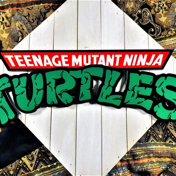 Décoration murale Teenage Mutant Ninja Turtles - Plaque murale Logo TMNT - Déco homme des cavernes - Cadeau gaming - Cadeau tortues Ninja - Art Tortues Ninja