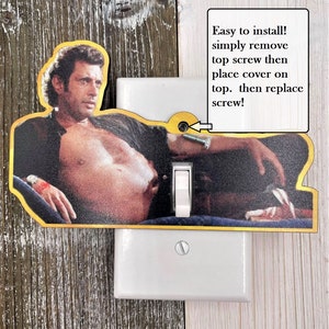 Jurassic Park Light Switch Cover Gag Gift Ian Malcolm Life Finds a way Funny light switch cover funny gag gift white elephant image 2