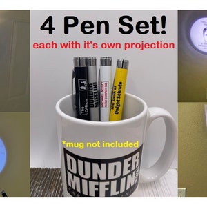 4 Pen set of The Office Pens - The Office LED Pen - Dwight Schrute - The Office Gifts - Michael Scott - Gifts - Gag Gifts, LED Pens custom