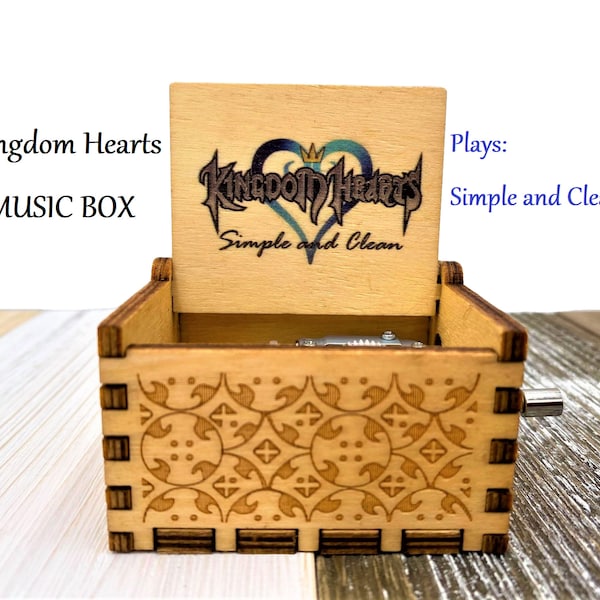 Boîte à musique Kingdom Hearts : Simple et épurée - Cadeau Kingdom Hearts - Boîte gravée - Sora - Kingdom Hearts 2 - Boîte à musique personnalisée - KH3 - Kairi