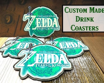 Legend of Zelda Acrylic Coasters  - Tears of the Kingdom - Gamer Gifts - Link - Tears of the - Ocarina of time - Zelda Gifts - Breath of the