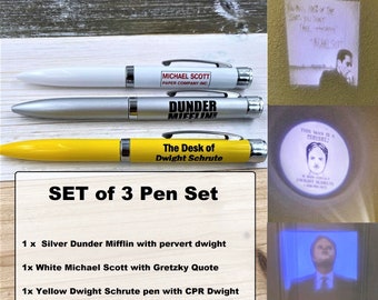 The Office Pen - The Office LED Pens - Dwight Schrute - The Office Gifts - Dunder Mifflin Paper - Michael Scott - Gifts - Gag Gifts, LED Pen