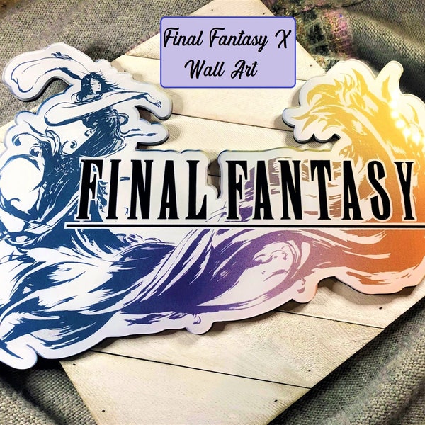 Décoration murale logo Final Fantasy X - Tidus - Yuna - logo FFX - décoration murale logo Final Fantasy - salle de jeux FFX - décoration de chambre homme des cavernes Art mural