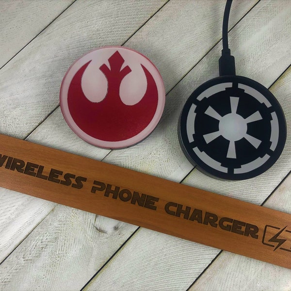 Star Wars Logo  Wireless Phone Charger - Wireless charger - Star Wars - Galactic Empire Logo - Rebel Crest - Rebel crest logo - Skywalker