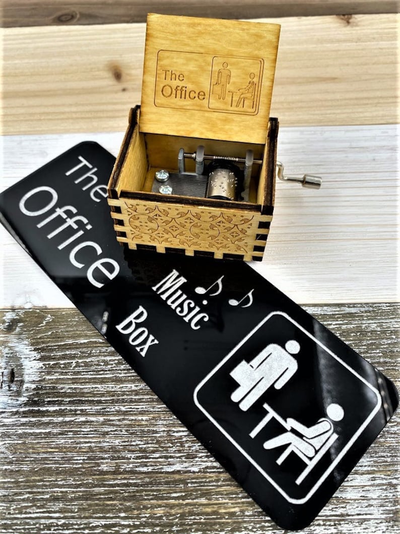 The Office Music Box: T.V Show Theme Office music box Dunder Mifflin Michael Scott Dwight Schrute The office gift Custom engrave image 3