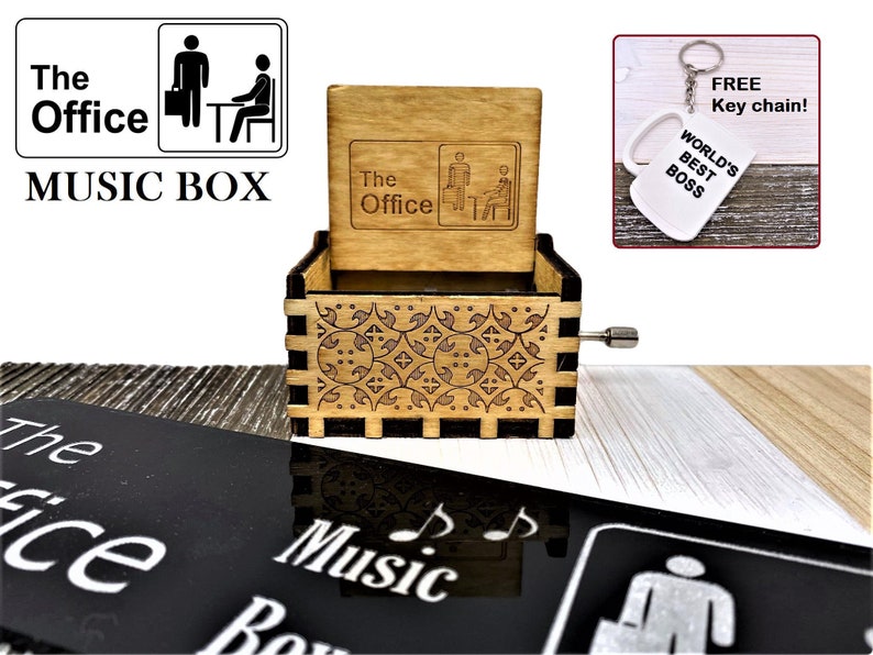 The Office Music Box: T.V Show Theme Office music box Dunder Mifflin Michael Scott Dwight Schrute The office gift Custom engrave image 1