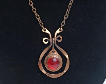 Vintage Rafael Canada Copper Murano Glass Necklace: Canadian Modernist Jewelry