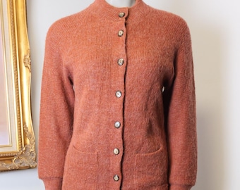 Vintage 1960’s women’s Icelandic Knit Orange Wool And Mohair Sweater