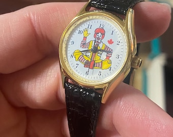 Collectors Vintage 1970s Ronald McDonald Watch: Brown Leather Strap