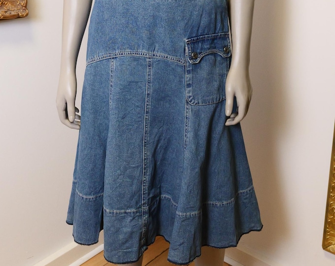 Vintage Simon Chang Denim Jean Skirt: Trumpet Flare, Size 6