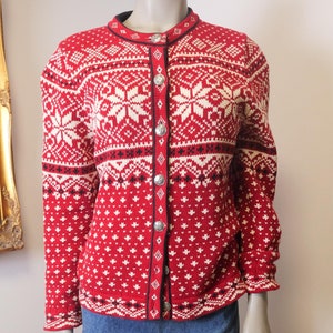 Vintage L.L. Bean Nordische Strickjacke: 100% Baumwolle Grobstrick