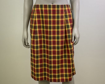 Designer Vintage Alfred Sung Plaid Skirt / Womens Vintage Deadstock Fall And Winter Midi Skirt / 80’s Workwear / 2023 Fall Trends /