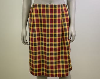 Designer Vintage Alfred Sung Plaid Skirt / Womens Vintage Deadstock Fall And Winter Midi Skirt / 80’s Workwear / 2023 Fall Trends /