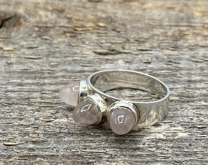 Vintage Ring With Pink Stones / Sterling Silver Unique Statement Ring / Valentines Day Gift For Her / Silver Jewelry Gifts