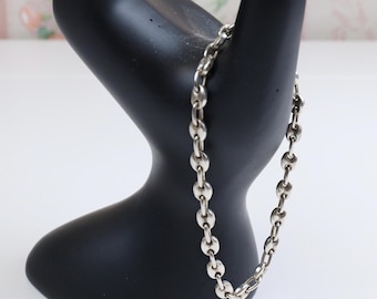Vintage 925 sterling silver chunky Chain link bracelet / Women’s vintage everyday sterling silver jewelry / Silver Gift For Her