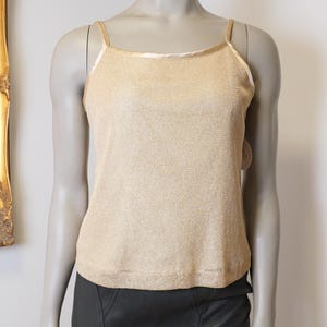 Vintage Women’s Sparkly Gold Spaghetti Strap Tank Top Size 12 Made In Canada Vintage Clothing / Gold Sleeveless Top / Cute Dressy Tank
