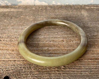 Mens Large Vintage Green Jade Bangle Bracelet / Jade Jewelry / Chinese Jade Gift For Him / Vintage Jade / Green Jade