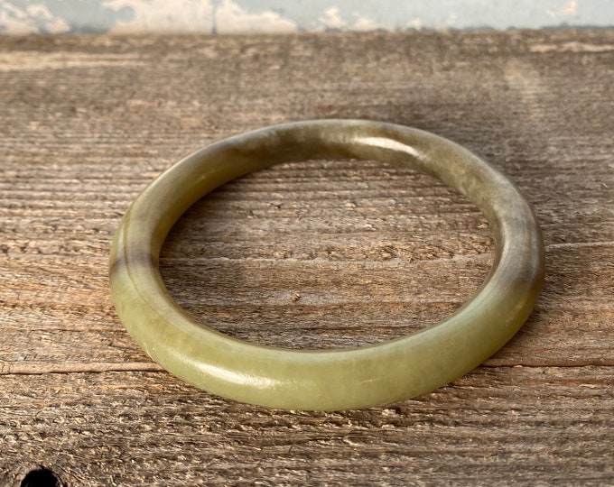 Mens Large Vintage Green Jade Bangle Bracelet / Jade Jewelry / Chinese Jade Gift For Him / Vintage Jade / Green Jade