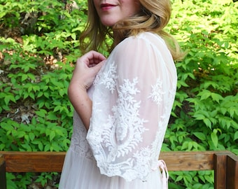 Vintage pink sheer lace gown