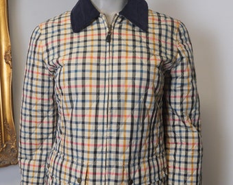 Vintage Quilted Equestrian Jacket Ralph Lauren Polo Style Coat / Women’s Barbour Style Jacket / Plaid Jacket / Riding Coat