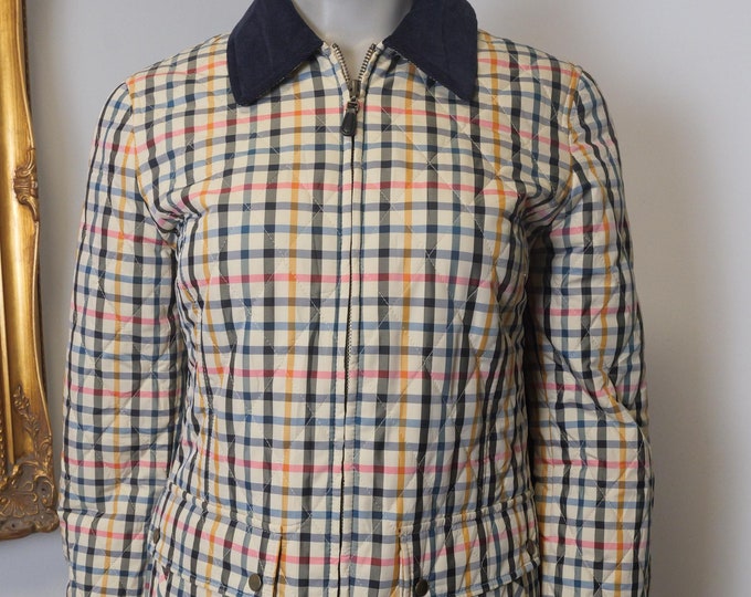 Vintage Quilted Equestrian Jacket Ralph Lauren Polo Style Coat / Women’s Barbour Style Jacket / Plaid Jacket / Riding Coat