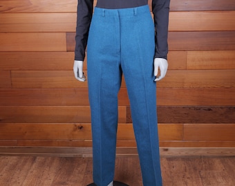 Pantalon vintage en laine bleu sarcelle pour femmes / pantalons chauds d'hiver des années 1970 taille haute / vêtements vintage / pantalons vintage / Benington Place