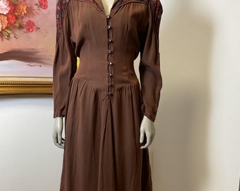 Vintage Joseph Ribkoff Canadian Made Dress / Long Ladylike Dress / Casual Dress / 90s Dress / Vintage Clothing For Fall And Winter