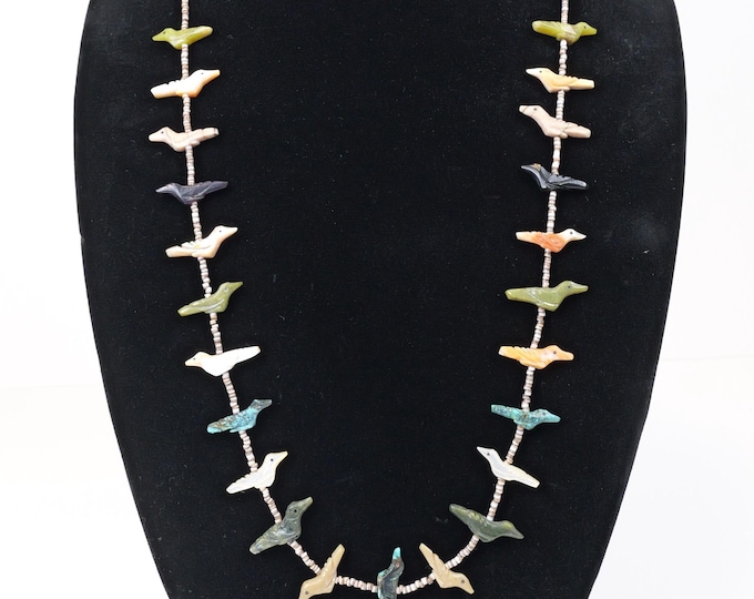 Authentic Zuni Carved Fetish Birds Necklace