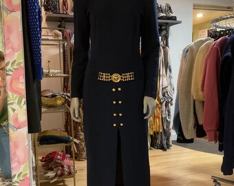 1980’s Gold Lion Dress / Sexy Body Con Dress / Party Dress / Wedding Guest Dress / 80’s cocktail Dress / Gold Lion Hardware Designer Vintage