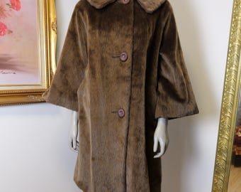 Women’s 1960’s authentic vintage Teddy Bear Swing Coat / Faux Fur Dress Coat